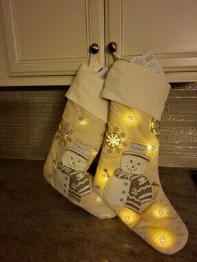 Pottery Barn Lit Embellished Stockings (2)